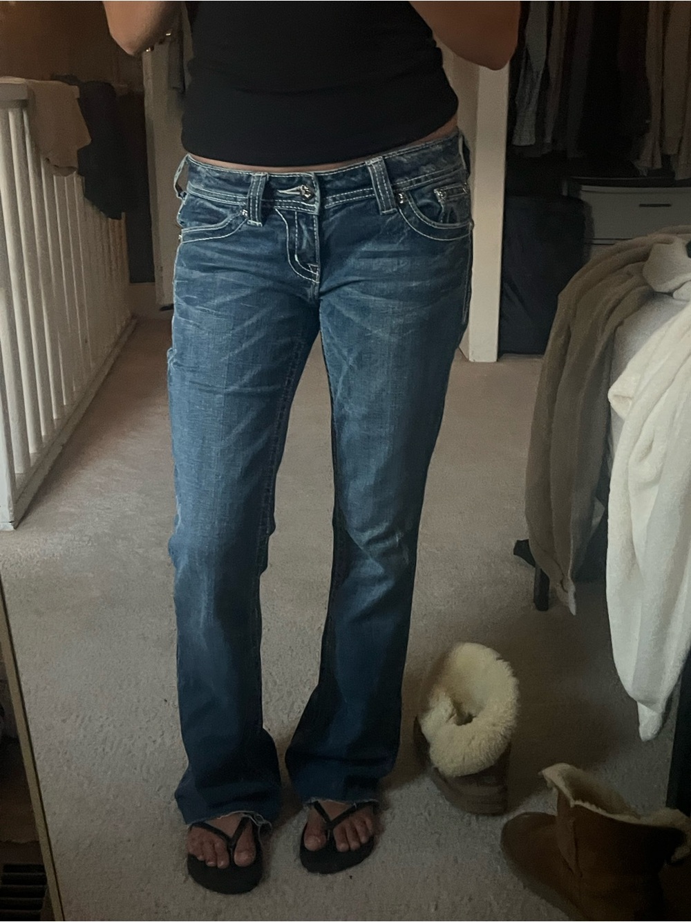 Miss Me Blue Denim Bootcut Jeans with Embellished Fleur-de-Lis - Picture 2 of 5